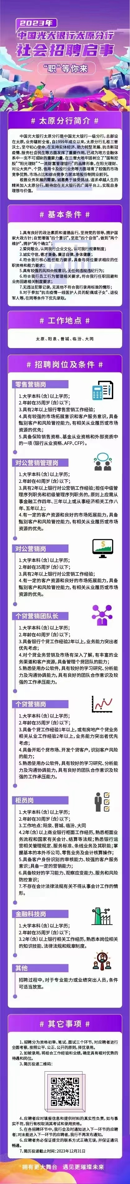 2023年中國光大銀行太原分行社會招聘啟事